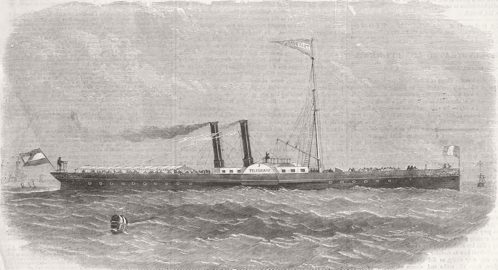 ROTTERDAM. Telegraph, Fop, Smit & Jun, Kinderdyk 1858 old antique print